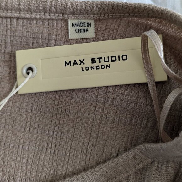 Max Studio Cinched Sleeve Top Size 3X Taupe Jersey Dropped-Shoulder T-Shirt NWT - Picture 11 of 15